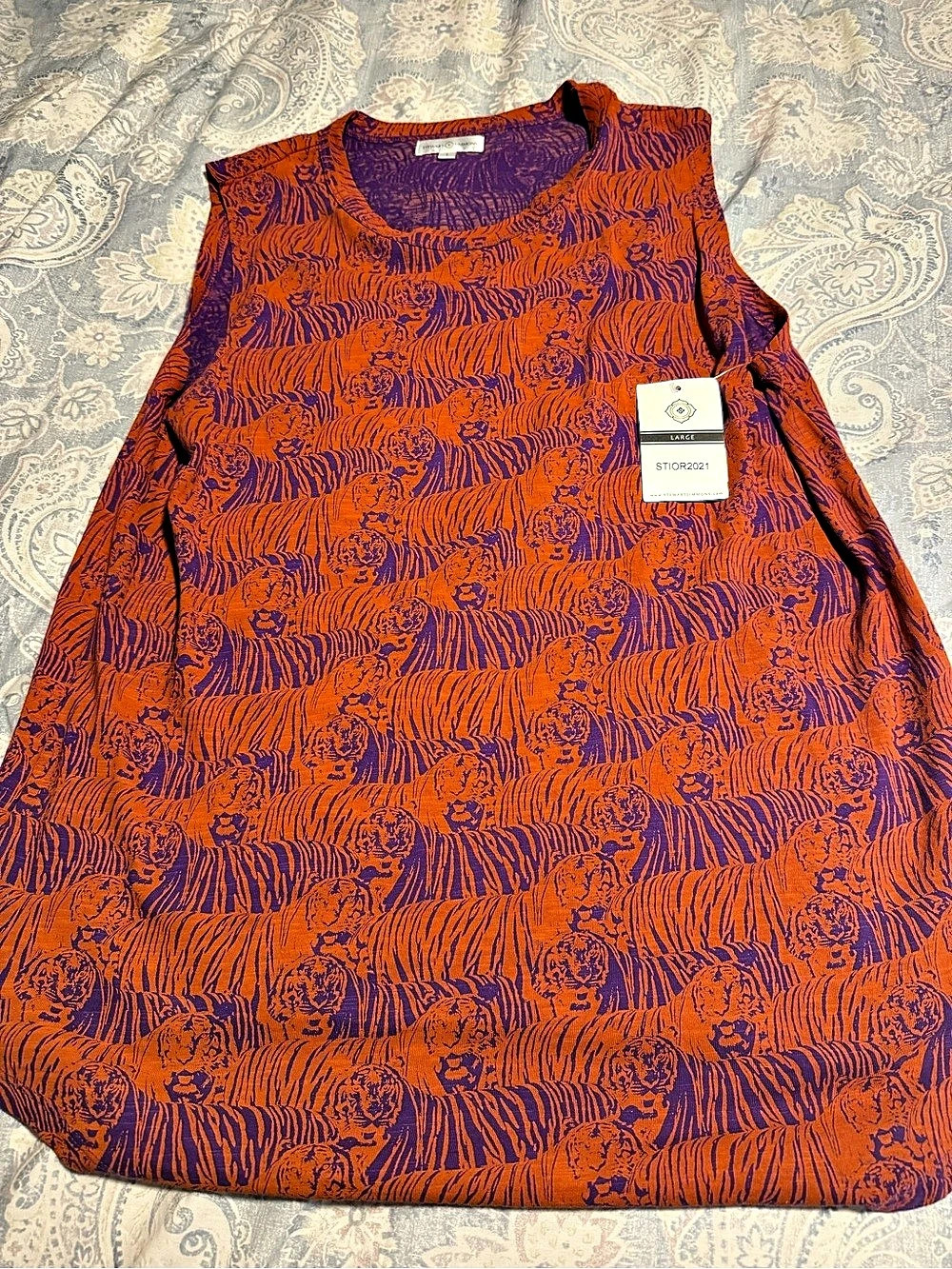 Stewart Simmons Reversible Tiger Print Tank Dress Orange & Purple NWT